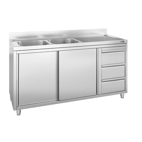 RST-allaskaappi PREMIUM - 2000x600mm - 3 laatikkoa ja 2 allasta vasemmalla