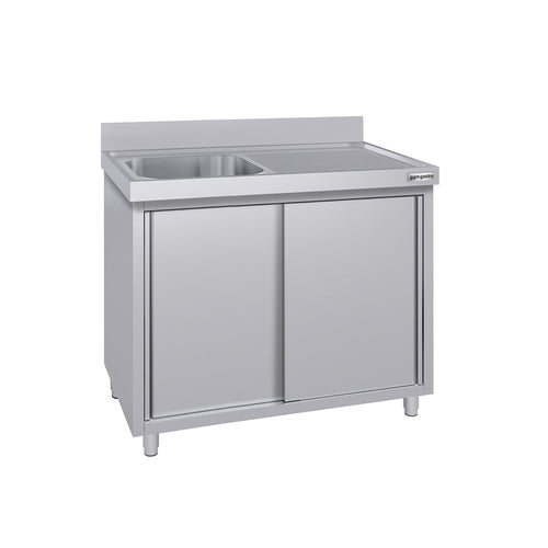 RST-allaskaappi ECO - ruostumattomasta teräksestä - 1200x600 mm - 1 allas - allas vasemmalla