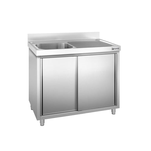 RST-allaskaappi PREMIUM - ruostumattomasta teräksestä - 1200x700 mm - 1 allas - allas vasemmalla