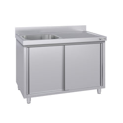 RST-allaskaappi ECO - ruostumattomasta teräksestä - 1400x700 mm - 1 allas - allas vasemmalla