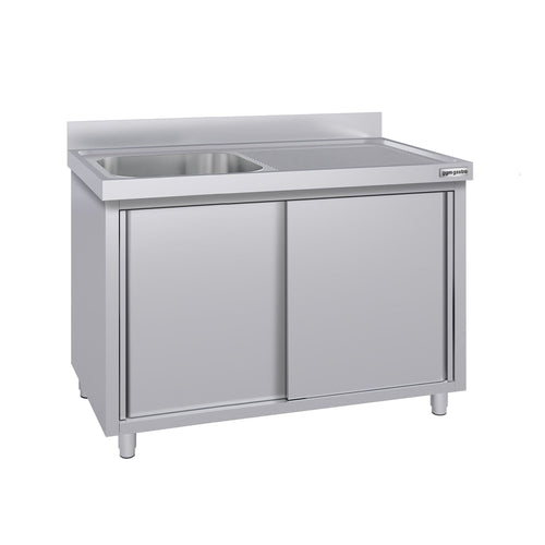RST-allaskaappi ECO - ruostumattomasta teräksestä - 1400x700 mm - 1 allas - allas vasemmalla