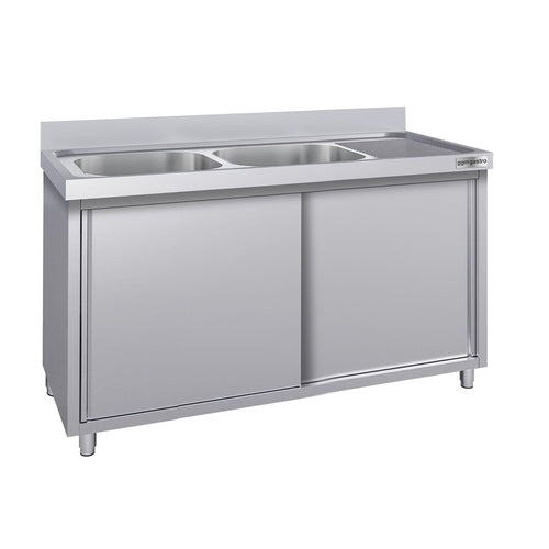 RST-allaskaappi ECO - ruostumattomasta teräksestä - 1600x600 mm - 2 allasta
