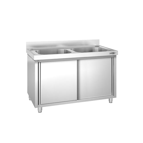 RST-allaskaappi PREMIUM - ruostumattomasta teräksestä - 1600x700 mm - 2 allasta