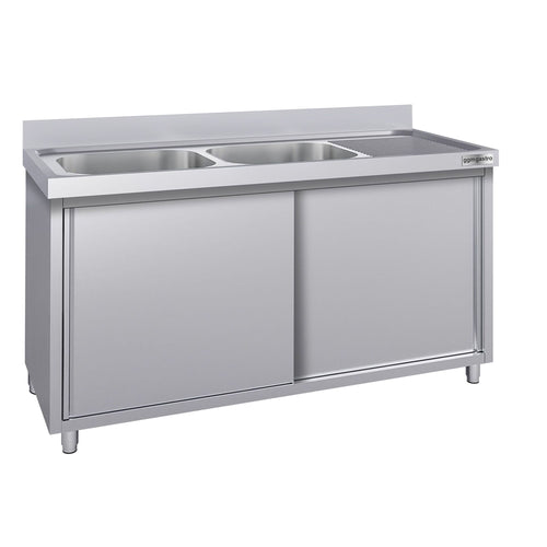 RST-allaskaappi ECO - ruostumattomasta teräksestä - 2000x600 mm - 2 allasta