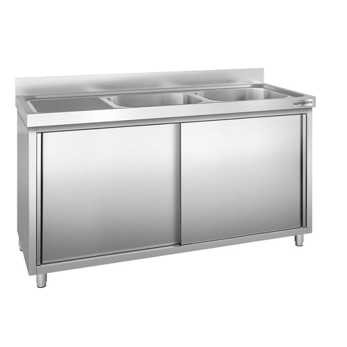 RST-allaskaappi PREMIUM - ruostumattomasta teräksestä - 2000x700 mm - 2 allasta