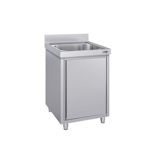 RST-allaskaappi ECO - ruostumattomasta teräksestä - 600x600 mm - 1 allas - allas keskellä