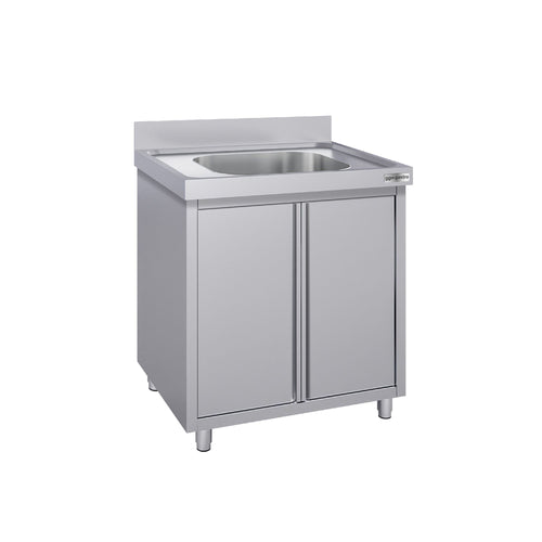 RST-allaskaappi ECO - ruostumattomasta teräksestä - 800x600 mm - 1 allas - allas keskellä