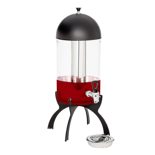 Commercial Juice Dispenser - polycarbonate tank with tap on black powder-coated stainless-steel base - 7 Litres - Black - incl. drip tray