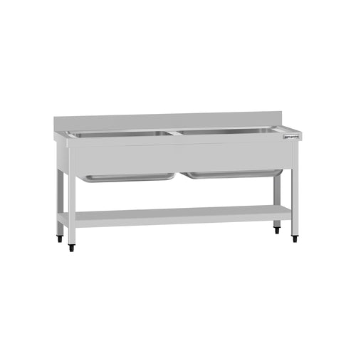 RST-tiskipöytä ECO - 1600x600 mm - alahyllyllä - 2 allasta