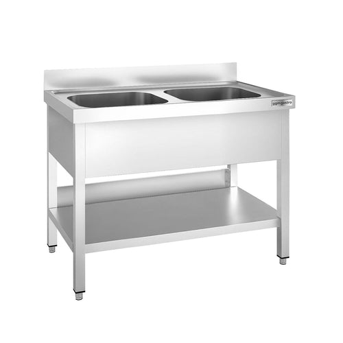 Tiskipöytä PREMIUM - 1000x600 mm - alahyllyllä - 2 allasta allas keskellä