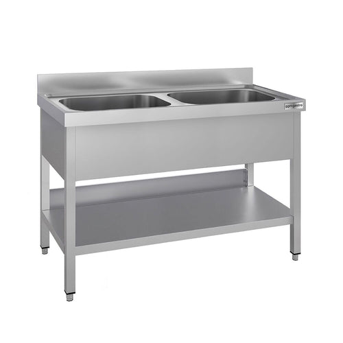 Tiskipöytä ECO - 1200x600 mm - alahyllyllä - 2 allasta - allas keskellä