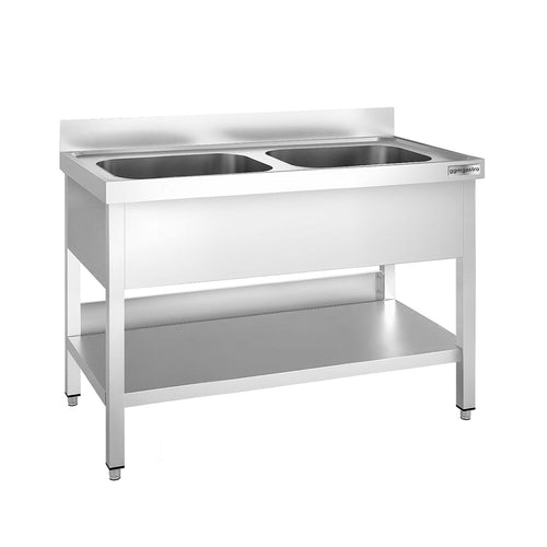 Tiskipöytä PREMIUM - 1200x700 mm - alahyllyllä - 2 allasta - allas keskellä
