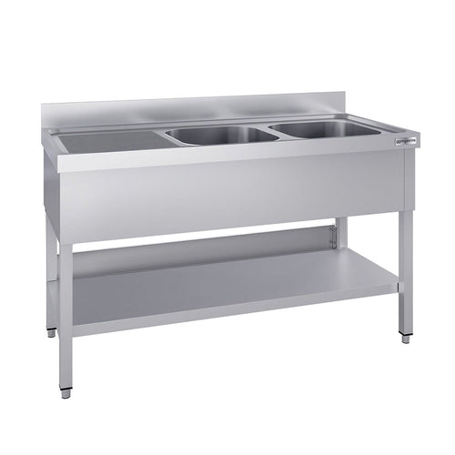 Tiskipöytä ECO - 1400x600 mm - alahyllyllä - 2 allasta allas oikealla