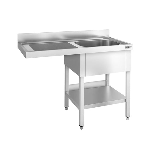 Astianpesupöytä PREMIUM - 1400x600 mm - 1 allas, allas oikealla - kuivaustaso - roiskesuoja - alahylly