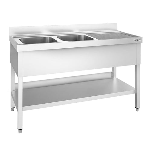 Tiskipöytä PREMIUM - 1600x600 mm - alahyllyllä - 2 allasta allas vasemmalla