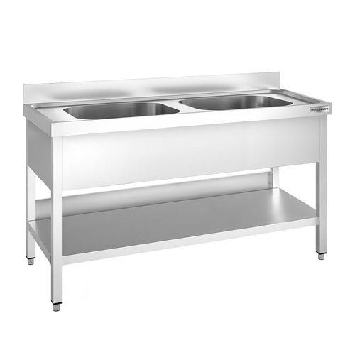 Tiskipöytä PREMIUM - 1600x700 mm - alahyllyllä - 2 allasta allasta keskellä