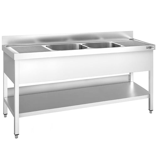 Tiskipöytä PREMIUM - 1800x700 mm - alahyllyllä - 2 allasta - allas keskellä