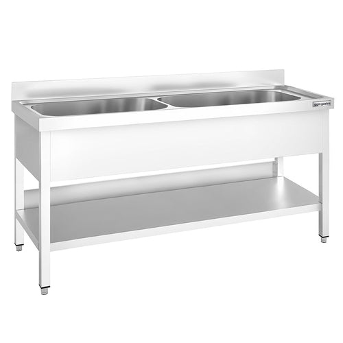 RST-tiskipöytä PREMIUM - 2000x700 mm - alahyllyllä - 2 allasta