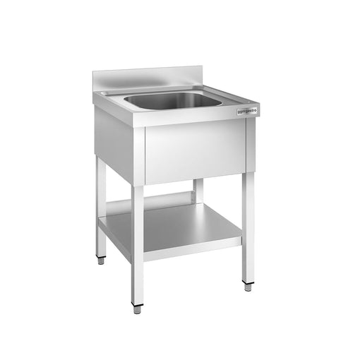 Tiskipöytä PREMIUM - 600x600 mm - alahyllyllä - 1 allas allas keskellä