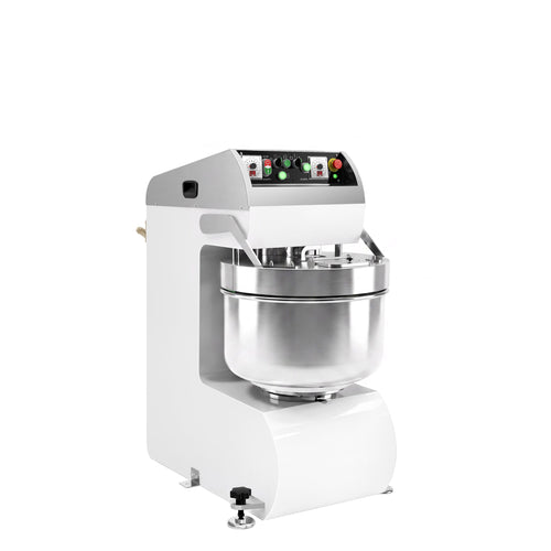 Spiraalitaikinakone PREMIUM PLUS - 70 l / 40 kg - 2-nopeuksinen - kiinteä kulho ja pyörät - 2 moottoria - ajastin