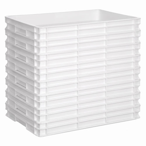 (8 pcs) Pizza Dough Tray - 600x400mm - Height: 70mm - Polypropylene - White