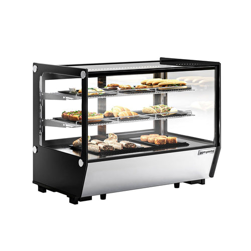 Pöytämallinen kylmävitriini - 160 l - 880 mm - kaksinkertainen lasi - kulmikas - 2 hyllyä - LED-valaistus - liukuovet