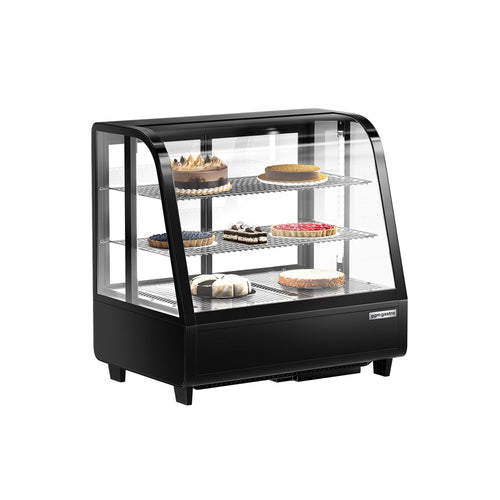 Pöytämallinen kylmävitriini - 100 l - 682 mm - pyöreä - 2 hyllyä - LED-valaistus - liukuovet