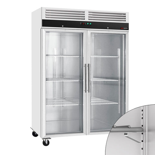 RST-pakastekaappi ECO - GN 1/1 - 1480 mm - 1200 l - jopa -22…-18 °C - mitat 2 lasiovea - digitaalinen termostaatti, automaattinen sulatus, kiertoilmajäähdytys, R290, lukittava, 4 pyörää