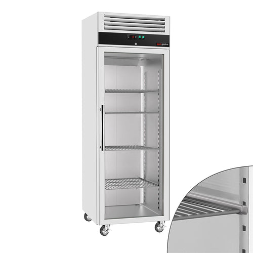 RST-pakastekaappi ECO - GN 1/1 - EN 600x400 - 740 mm - 600 l - -22…-18 °C - mitat 1 lasiovi - kiertoilmajäähdytys, digitaalinen termostaatti, automaattinen sulatus, R290, lukittava, 4 pyörää, kehyslämmitys - Musta
