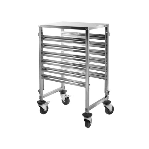 Gastronorm Tray Trolley - Stainless Steel - 6-Level - for 6 x GN 1/1 Trays - with low-noise braked castors