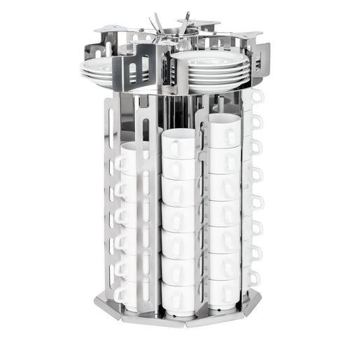 Cup & Saucer Dispenser - rotating - Stainless Steel