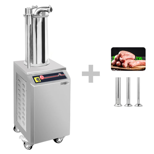 Hydraulinen makkaratäyttökone - 15 l - 750 W - ruostumaton teräs - sis. jalkapedaali & 3 täyttöputkea