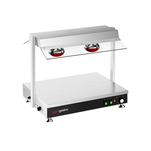 Lämpölevy - ruostumaton teräs - 1 kW - GN 1/1 - lasisuojus