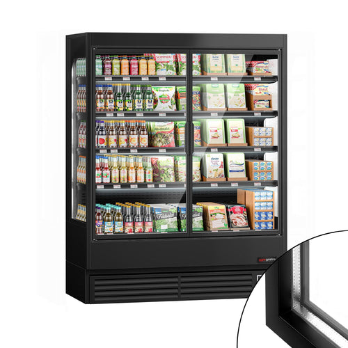 Commercial multideck display fridge - 1524mm - 693L - with 2 hinged glass doors & 4 shelves - Black