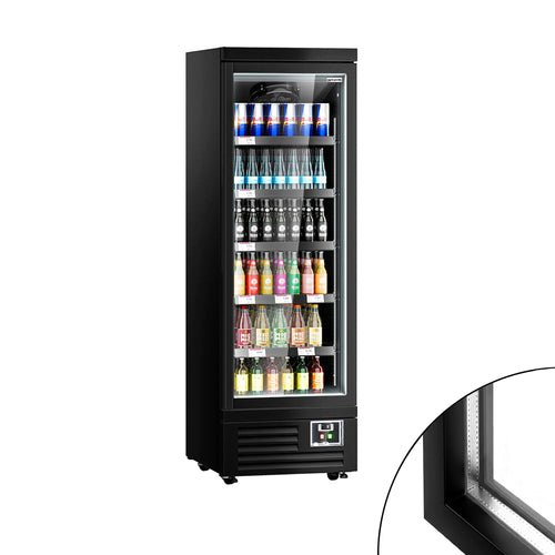 Commercial multideck display fridge - 630mm - 443L - with 1 hinged glass door & 5 shelves - Black