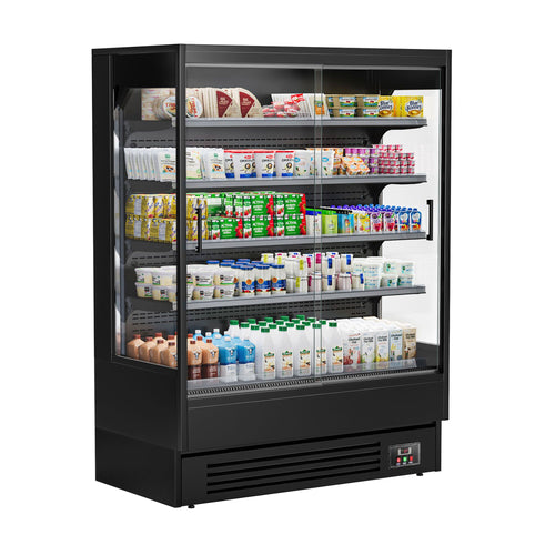 Commercial multideck display fridge - 1524mm - 693L - with 2 sliding glass doors & 4 shelves - Black