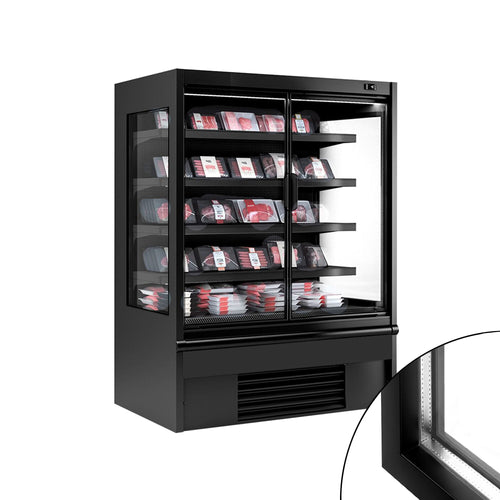 Kylmähylly - 1330 mm - 455 l - +2 – +4 °C - mukana 1 kaksinkertaiset lasiset saranaovet & 4 hyllyä - musta