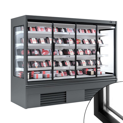 Kylmähylly - 2580 mm - 1605 l - +2 – +4 °C - mukana 1 kaksinkertaiset lasiset saranaovet & 4 hyllyä - antrasiitinharmaa