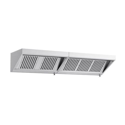 Seinähuuva moottorilla - 2600 mm - 700 mm syvä - 1 800 m³/h - ohjaimella, rasvasuodatin ja valaistuksella