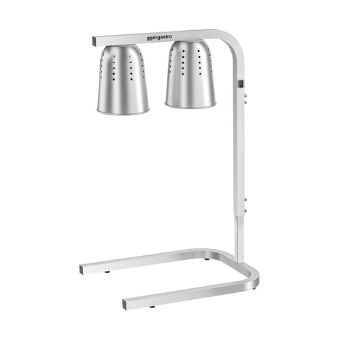 Lämpösäteilijä - 2 lämpölamppua - 453x360 mm - 500 W - 1 lämmitetty taso - korkeussäädettävä - hopea