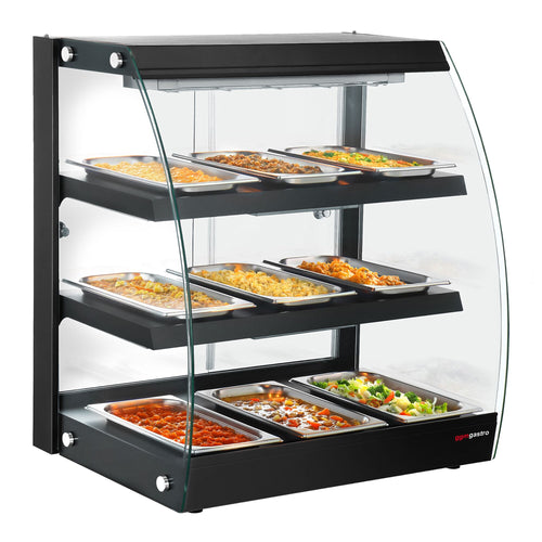 Lämpövitriini - 65 cm - 1,16 kW - 3 tasoa - musta