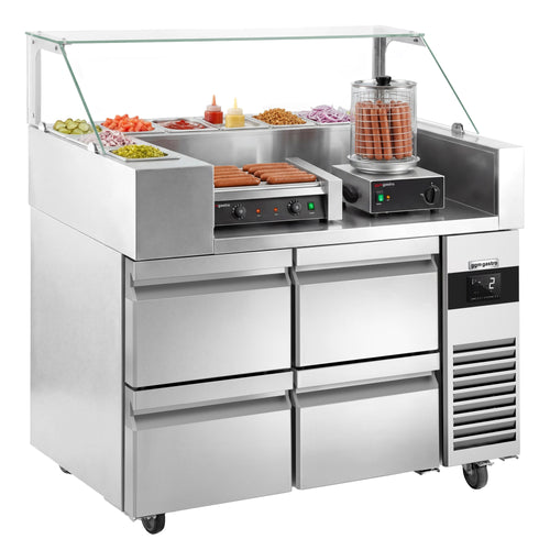 Salaattipöytä - 1210x700 mm - 4 vetolaatikkoa - varten 9x GN 1/6