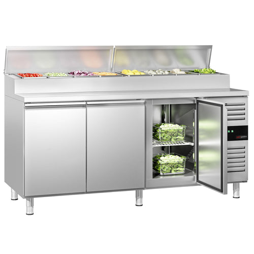Salaattipöytä PREMIUM - 2020x800 mm - 3 ovea - varten 10x GN 1/3