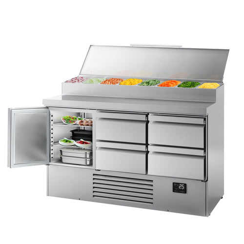 Saladetti - 1460x700 mm - 1 ovi & 4 vetolaatikkoa - varten 8x GN 1/4