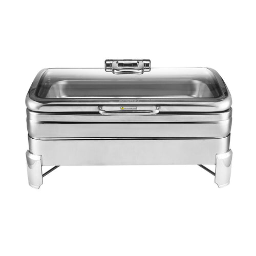 Lämpöhaude / Chafing Dish - Polttoainetahnalla - GN 1/1 - pehmeästi sulkeutuva (soft-close) lasikansi - 11,2 l