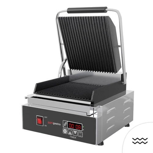 Kontaktigrilli / paninigrilli - 1,8 kW - Digitaalinen - Uritettu ylä- ja alaosa - Grillauspinta: 230x220mm