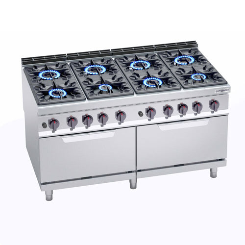 Kaasuliesi Lorenzo 900 ‑sarja - 1600x900x965 mm - 84,2 kW - 8 poltinta - jalustalla - sis. kaasu‑uuni - 7,6 kW