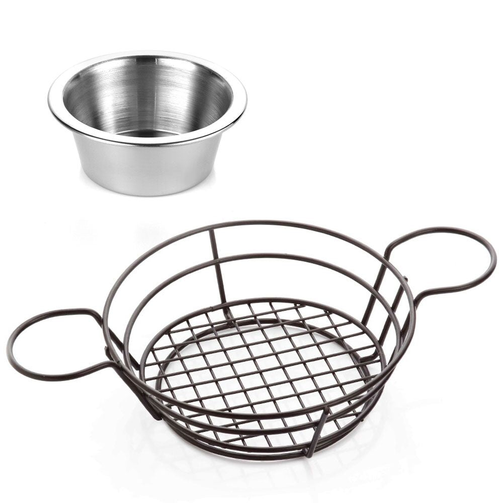 (5 kpl) Ranskanperunakori - ruostumaton teräs - pyöreä - dippikipoilla - Ø 21 cm