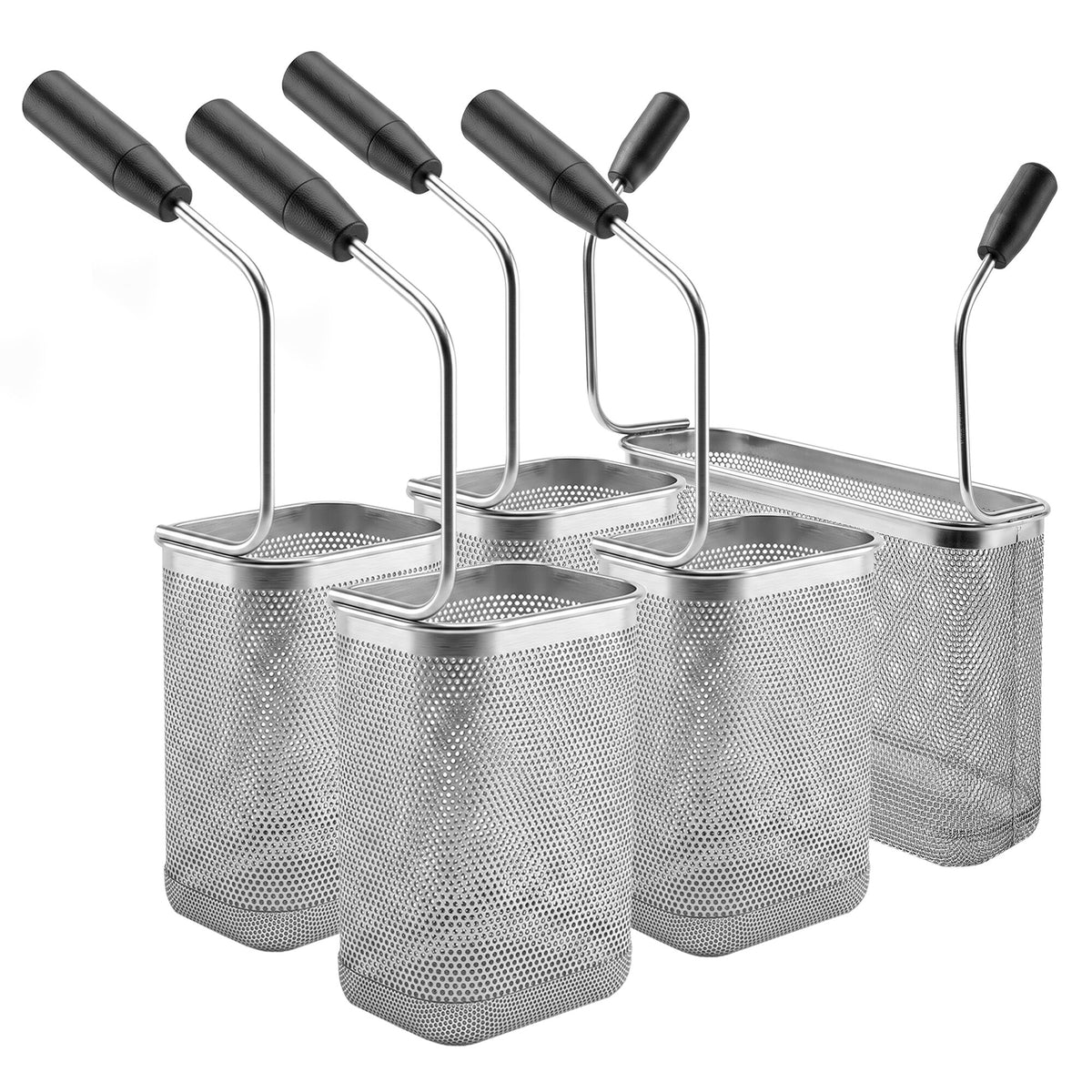 GN-astiat - 1x 290x105x200 mm; 4x 140x105x200 mm; yhteensä 2,4 kg - ruostumaton teräs AISI 304 - varten Nudelkocher - ilman Teflonpropfen