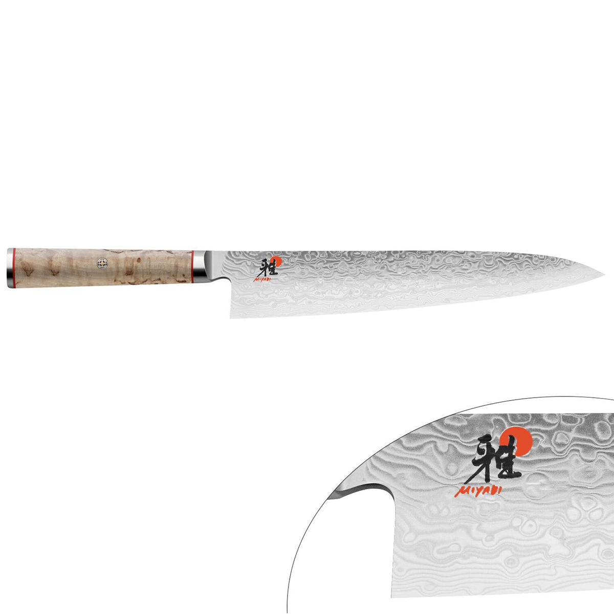 MIYABI | 5000 MCD Gyuto Chef's Knife 240 mm – Masur Birch - Made in Japan - Flower-Damascus